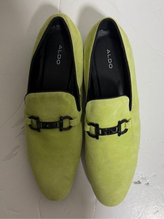 ALDO Lime Green Suede Loafers Mens Size 11 Statement Slip On Shoes main image 4